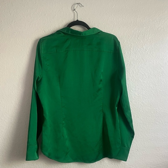 J.Crew Emerald Green Satin Button Down Shirt - Picture 4 of 7
